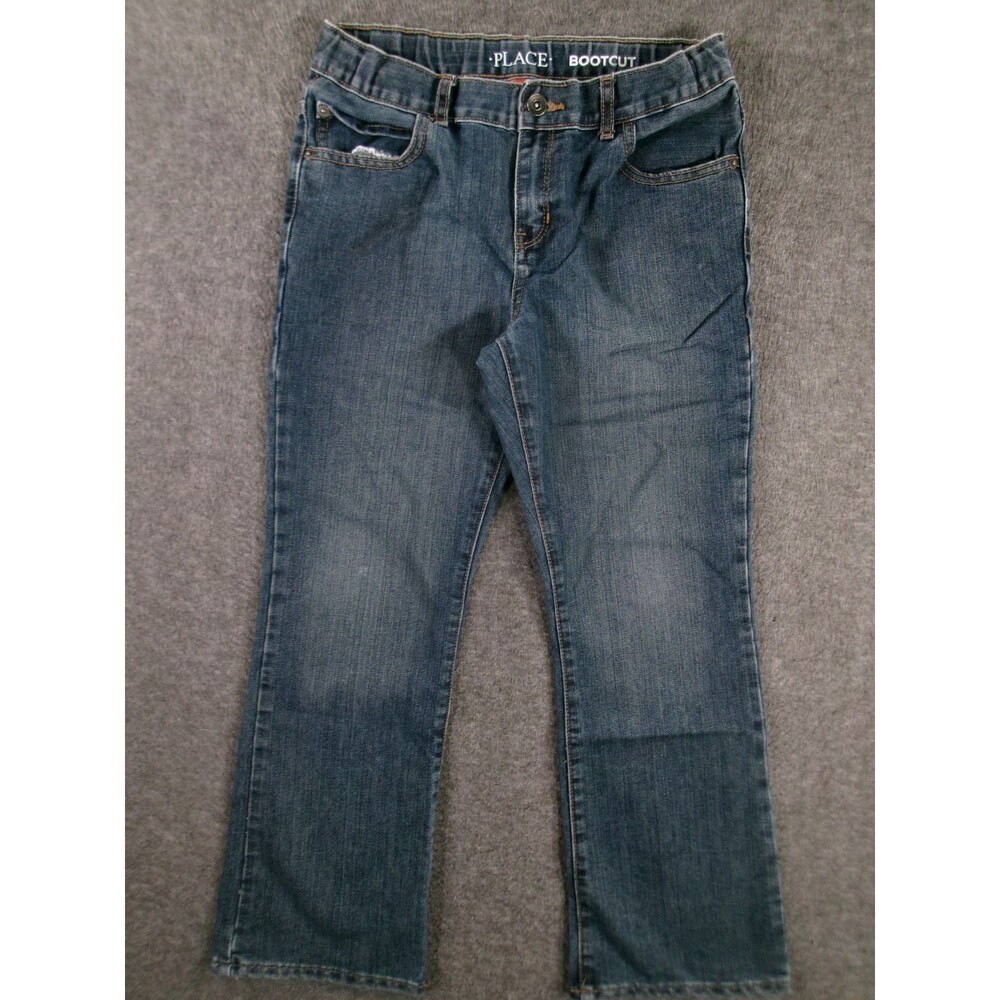 Place Jean Youth 10 Husky Blue Bootcut Regular Fit Causal Dark Wash Faded